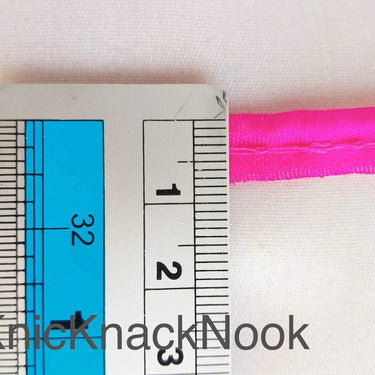 2mm Flanged Insertion Piping on 9mm Band, Fuchsia Pink Art Silk Fabric Trim, Cord piping Trim